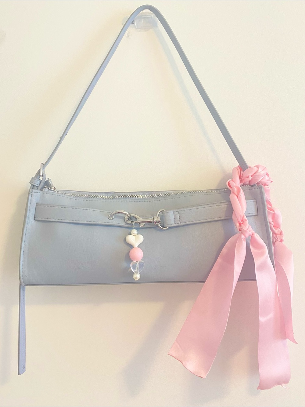 Baby Blue Bag Kawaii Pink Bow Heart Purse Bow Handbag Cute Grey Blue Handbag